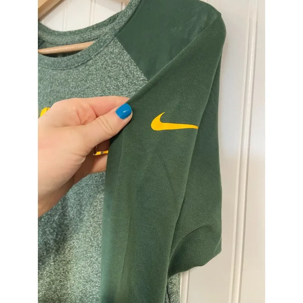 Green Bay Packers Nike Shirt Women's Large 3/4 Sleeve Green, Yellow Football